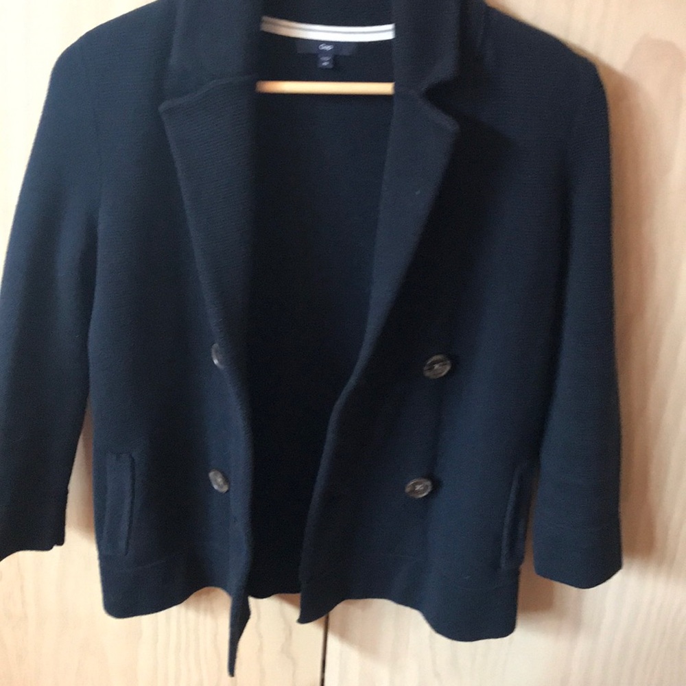 Gap, Double Button, Sweater Jacket. Navy Blue. - image 7